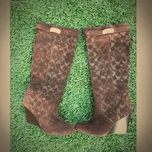 Coach Shoes - Coach wedge knee high, brown boots Coach Shoes - Coach wedge knee high, brown boots